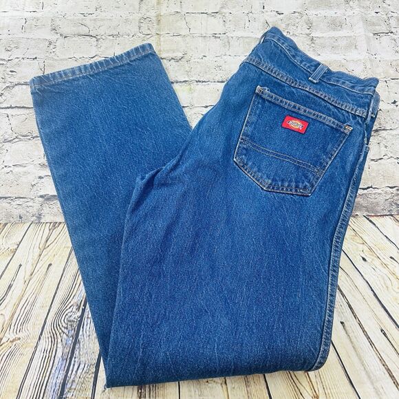 Dickies Jeans Men’s 38x34 Blue Denim Straight Regular Worker Pants‎ Dark Wash - Picture 6 of 10